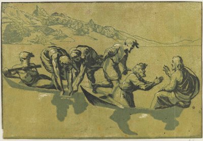 A halak csodás tervezete Raphael után, 1540 körül. alkotó: Vicentino