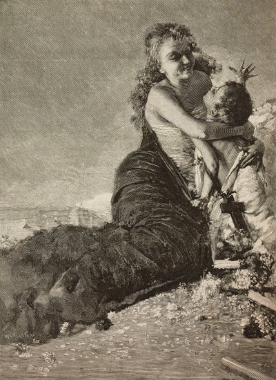Reneszánsz, anya gyerekkel, Vincenzo Irolli festményéből alkotó: Vicenzo (after) Irolli