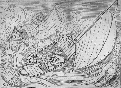 Vitorlás versenyek: két regatta, a Goëland és a Monitor felborult – kivonat a Kerkamadec világítótoronyból – Crafty rajza – a „” Le Centaure”-ban” alkotó: Victor  Geruzez