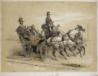 Caleche – Adam litográfiája, v.1840 alkotó: Victor Adam