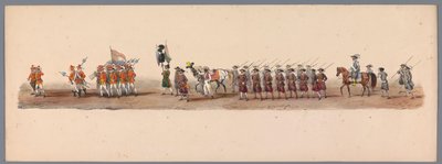 Történelmi körmenet az Utrechti Alkalmazott Tudományok Egyetemének második századik évfordulóján, 1836 (3. tábla) A holland hadsereg közeledése Ostendhez, 1600. július 3-án, a nieuwpoorti győzelem másnapján; a H ​​H Student által adott jelmezes ábrázolás s alkotó: Victor Adam
