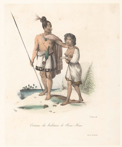 Houa-Houa (Új-Zéland) lakosainak ruházata Costume des habitans de Houa-Houa (cím a tárgyon) Voyage of Discovery of the Astrolabe (sorozat címe) Voyage de découvertes de l