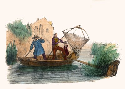 La Peche. „” Album Grotesque, Choices of Outstanding Types”, illusztrációi Victor Adam, Párizs, 1850 körül. alkotó: Victor Adam