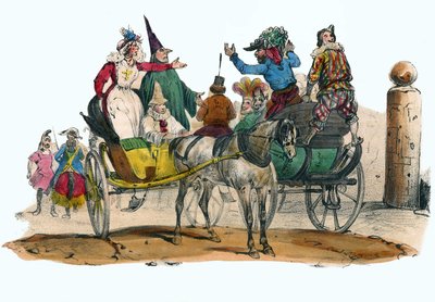 Les Mascarades du carnival. „” Album Grotesque, Choices of Outstanding Types”, illusztrációi Victor Adam, Párizs, 1850 körül. alkotó: Victor Adam