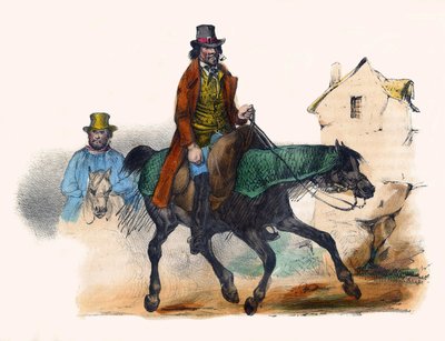 A marhahúskereskedő ügetett a profit kiszámításával. A Groteszk albumban, a kiemelkedő típusok választása, Victor Adam illusztrációi, Párizs, 1850 körül. alkotó: Victor Adam