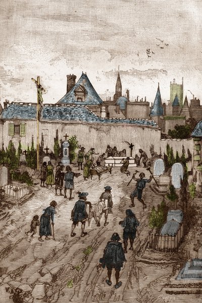 Janzenista convulsionary (vagy Saint Medard) (A görcsök művei) a 18. században: „” a betegek és a betegek Saint-Medard temetőjébe mennek (ahol Francois Paris diakónus sírja van), hogy csodával határos módon guerisek legyenek” (Convulsionnaire gyakorlatok C alkotó: Victor Armand Poirson
