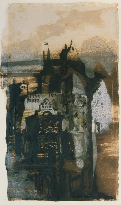 Egy reneszánsz kastély (indiai tinta, gouache és szépia papíron) alkotó: Victor Hugo