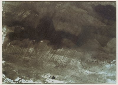 Elszigetelt ház a vihar alatt. Toll és mosás ... alkotó: Victor Hugo