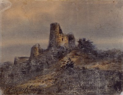 Kilátás az Arques la Bataille vár romjaira (Arques-la-Bataille) Victor Hugo (1802-1885) rajza 19. század Méret: 17,4x22 cm Marseille, Chateau Borely, Díszítőművészeti, Fajansz és Divat Múzeum alkotó: Victor Hugo