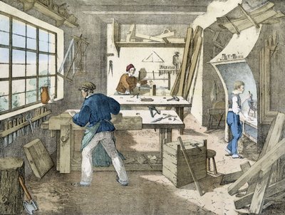 Az asztalos, Janson litho. 19. század. alkotó: Victor Janson