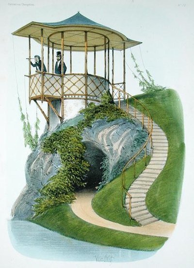 Rusztikus Belvedere Rouen közelében, a "Habitations Champetres"-ből, 1855 körül megjelent (chromolitho) alkotó: Victor Jean-Baptiste Petit
