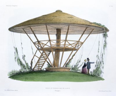 Robinson napernyője, Parc de la Motte, Burgundia, a "Habitations Champetres"-ből, Becquet Brothers metszete, 1855 körül alkotó: Victor Jean-Baptiste Petit