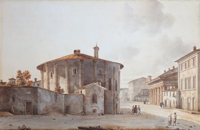 Vesta temploma és jobb oldalon Portunus temploma (rajz) alkotó: Victor Jean Nicolle