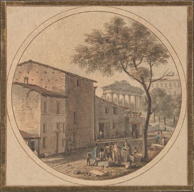 Kilátás a Forum Romanumra, a háttérben a Szaturnusz templommal, n.d. alkotó: Victor Jean Nicolle
