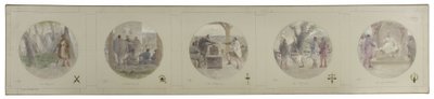 A párizsi Hôtel de Ville de Paris Lobau galériájának vázlata: La Milice. A közgyűlés. Szavazás. Igazságszolgáltatás. A kormány alkotó: Victor Jean Pierre Maziès
