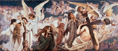 Devant le Paradis (Parte gauche) - A paradicsom előtt (bal oldal) - Viktor Mihajlovics Vasnyecov (1848-1926) festménye, olaj, vászon alkotó: Victor Mikhailovich Vasnetsov
