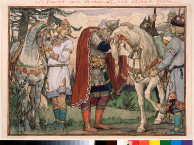 Bölcs Oleg éneke (Bölcs Oleg éneke) - Viktor Mihajlovics Vasnyecov (1848-1926) munkája, akvarell papíron alkotó: Victor Mikhailovich Vasnetsov