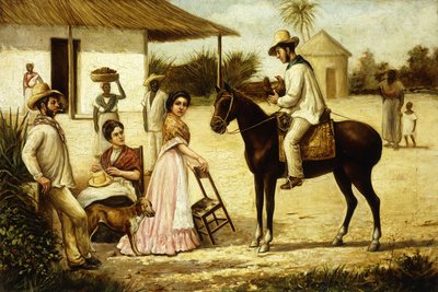 Parasztcsalád a pajta ajtajában; Guajiros család egy legelő kapujában, 1880 körül alkotó: Victor Patricio Landaluce