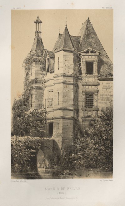 Festői építészet vagy a 15. századi műemlékek. És XVI. Századok: XV. és XVI. századi francia kastélyok: Pl. 78, Manoir de Belvau (Corrèze) alkotó: Victor Petit
