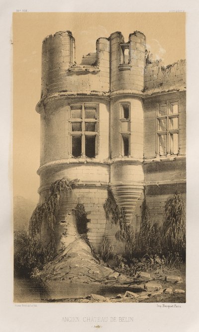 Festői építészet vagy a 15. századi műemlékek. És XVI. Századok: XV. és XVI. századi francia kastélyok: Pl. 99, Belin régi kastélya (Sarthe) alkotó: Victor Petit