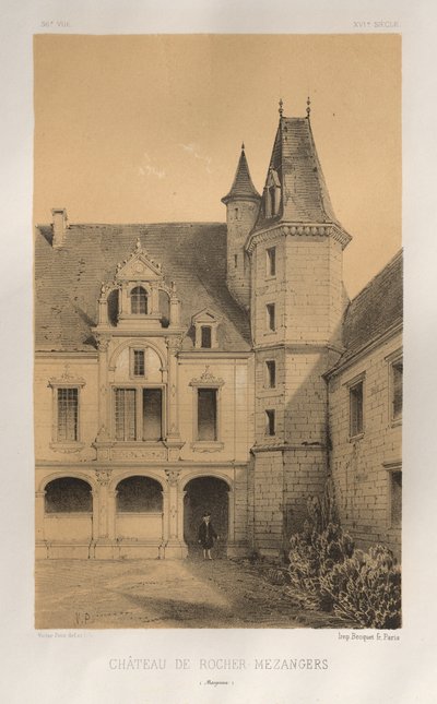 Festői építészet vagy a 15. századi műemlékek. És XVI. Századok: Chateaux De France a XV. és XVI. században: Pl. 36, Château De Rocher Mezangers (Mayenne) alkotó: Victor Petit