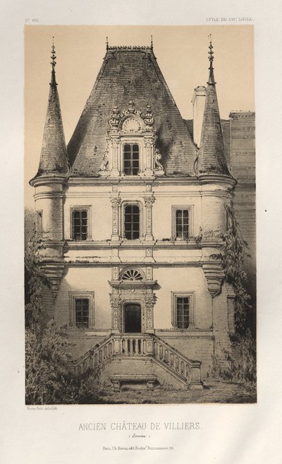 Festői építészet vagy a 15. századi műemlékek. És XVI. Századok: Chateaux De France a XV. és XVI. században: Pl. 1, Old Chateau of Villiers (Somme) alkotó: Victor Petit