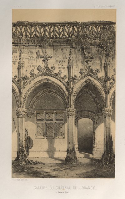 Festői építészet vagy a 15. századi műemlékek. És XVI. Századok: XV. és XVI. századi Chateaux De France: Pl. 41, Château De Jouancy galéria (Saone et Loire) alkotó: Victor Petit