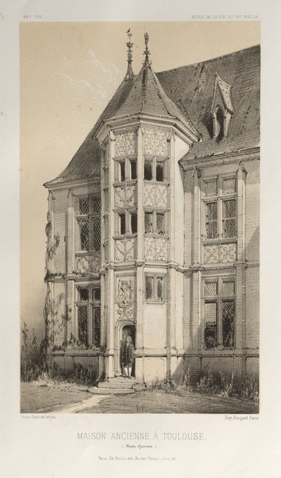 ...pl. 43, Old House Toulouse Haute-Garonne-ban, 1860. alkotó: Victor Petit