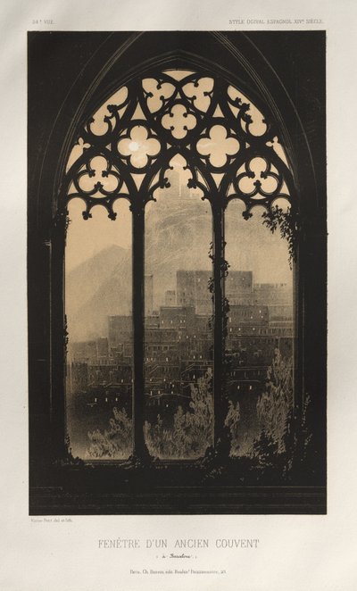 ...pl. 54, Egy régi barcelonai kolostor ablaka, 1860. alkotó: Victor Petit
