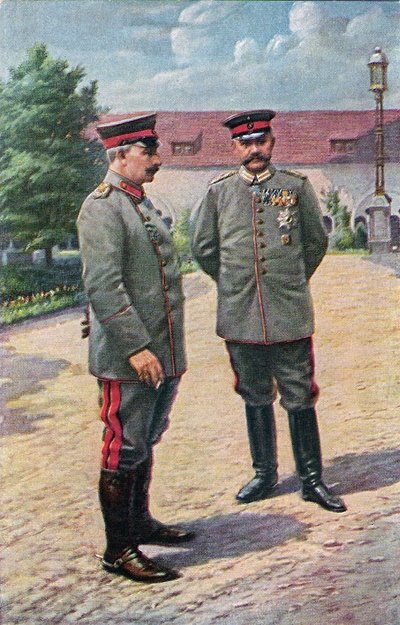 II. Vilmos császár és von Hindenburg tábornagy pózol a poseni kastély előtt, 1915 alkotó: Victoria Augusta von Schleswig-Holstein