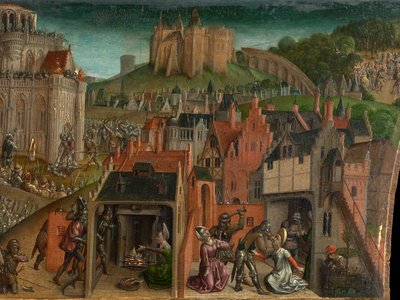 Jeruzsálem elfoglalása Titus által (predella) alkotó: Vienna Master of Mary of Burgundy