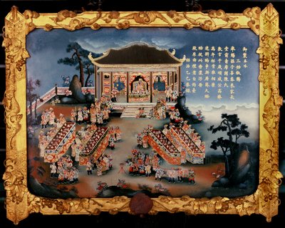 Udvari élet - lakoma (festés üvegre) alkotó: Vietnamese School