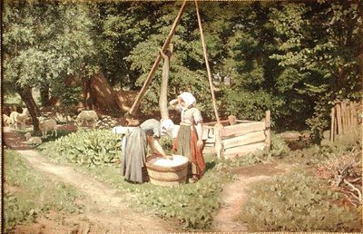 Fiatal lányok a kútnál (olaj, vászon) alkotó: Viggo Pedersen