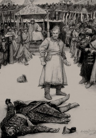 Illusztráció M. Lermontov Kalasnyikov kereskedő éneke című verséhez, 1891. alkotó: Viktor Mikhaylovich Vasnetsov