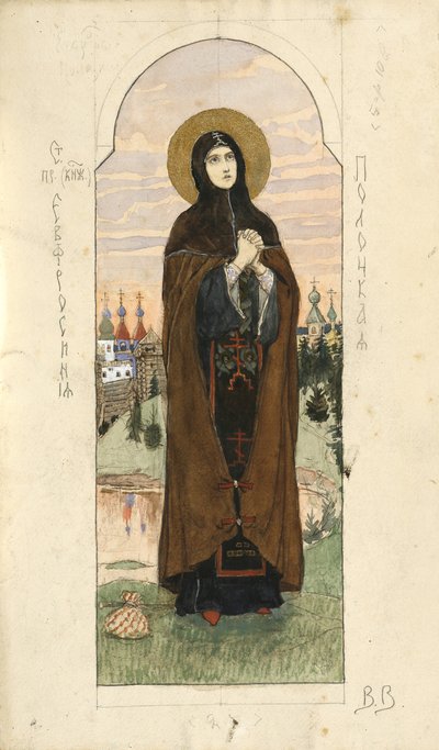 Polatski Szent Euphrosyne Tanulmány a kijevi Szent Vlagyimir-székesegyház freskóihoz, 1884-1889 alkotó: Viktor Mikhaylovich Vasnetsov