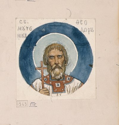 Varangi Szent Teodor tanulmány freskókhoz a kijevi Szent Vlagyimir-székesegyházban, 1884-1889 alkotó: Viktor Mikhaylovich Vasnetsov