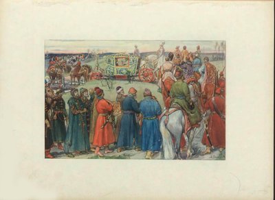 Alekszej Mihajlovics cárok lovagolnak a vadászatra, 1896 alkotó: Viktor Mikhaylovich Vasnetsov