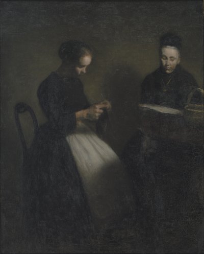 Este a szalonban. A művész édesanyja és felesége alkotó: Vilhelm Hammershøi