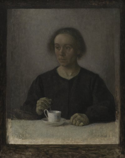 Ida Hammershøi, a művész felesége, teáscsészével alkotó: Vilhelm Hammershøi