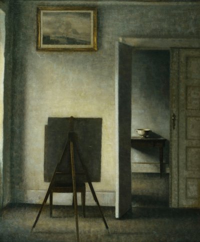 Belső a művész festőállványával, alkotó: Vilhelm Hammershoi