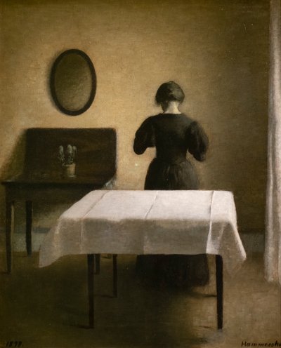 Belső egy hátsó nővel alkotó: Vilhelm Hammershoi