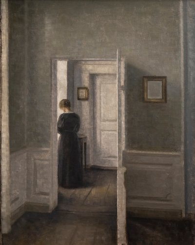 Belső egy nővel (olaj, vászon) alkotó: Vilhelm Hammershoi