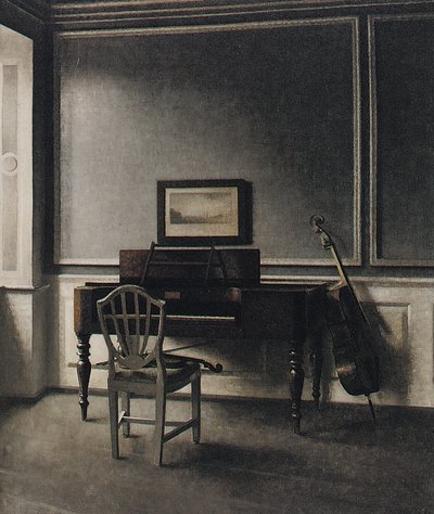 A régi zongora. Strandgade 30, 1907 alkotó: Vilhelm Hammershoi