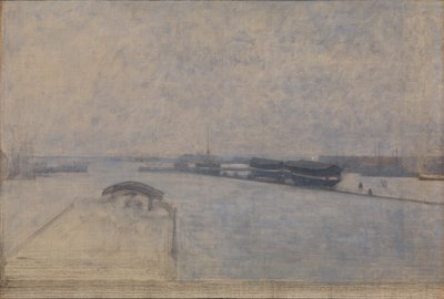 Kilátás a Kvæsthusgade-ról a koppenhágai kikötőre alkotó: Vilhelm Hammershoi