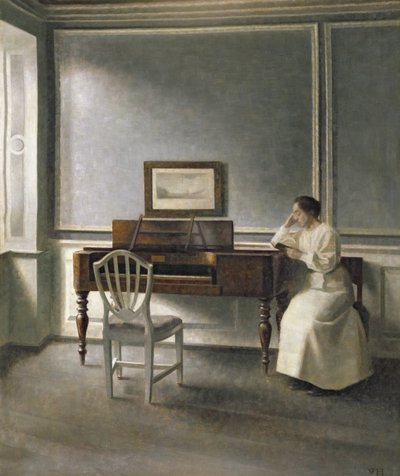 Zongora mellett olvasó nő, 1907 alkotó: Vilhelm Hammershoi