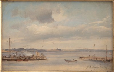Csónakkikötő. Humlebæk, Zéland alkotó: Vilhelm Petersen