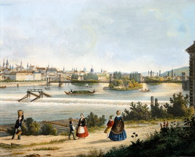 Prága a Moldva folyón, Vincent Morstadt, Csehország alkotó: Vincenc Morstadt