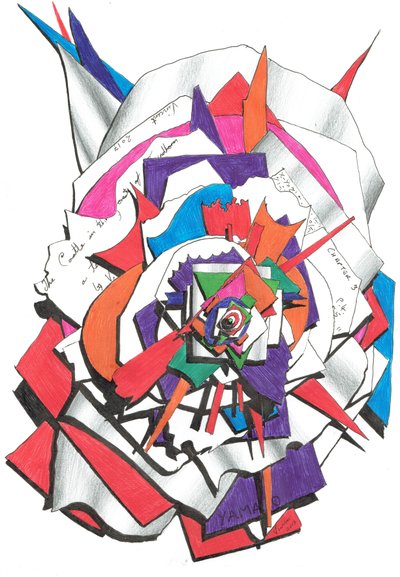 Fent, 2017, (színes tinta papíron) alkotó: Vincent Alexander Booth
