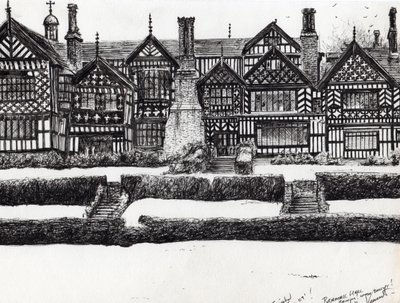 Bramall Hall Bramhall, 2004, (tinta papíron) alkotó: Vincent Alexander Booth