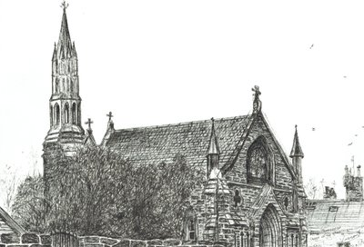 Church at Stonehaven, Skócia, 2007, (Tinta papíron) alkotó: Vincent Alexander Booth